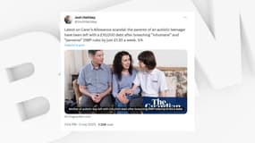 Un article du Guardian sur la dette due par la famille d'un enfant autiste britannique en raison d'un trop-perçu, le 3 mai 2025.