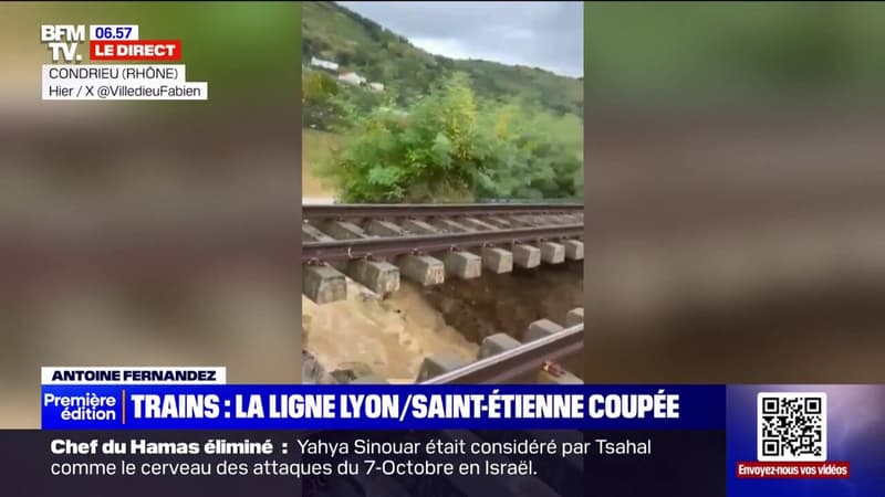 Inondations dans le Rhône: la terre se dérobe sous les rails à Condrieu