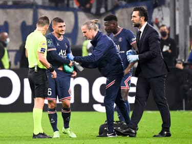 Marco Verratti touché à la hanche lors du match OM-PSG