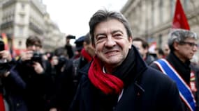 Jean-Luc Mélenchon défilait le 5 mars à l'appel de la CGT et de FO .