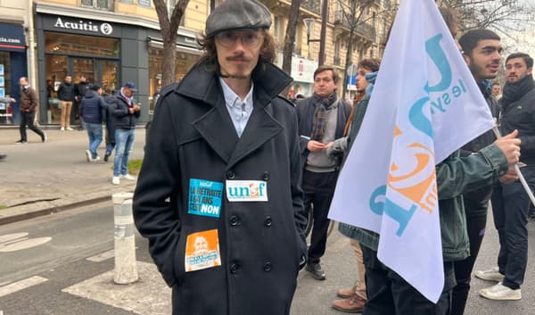 Raphaël, étudiant et manifestant contre la réforme des retraites le 11 février 2023 à Paris 
