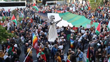 Des manifestants pro-Palestine à Udine, avant Italie-Israël le 14 octobre 2025