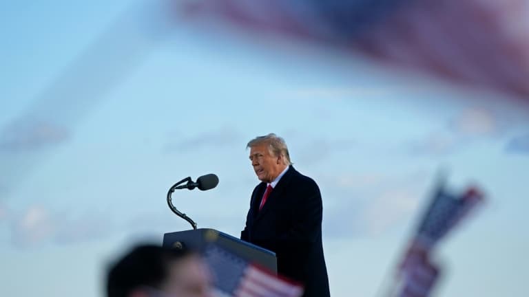 Donald Trump le 20 janvier 2021 sur la base d'Andrews, près de Washington, au dernier jour de son mandat