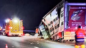 La bétaillère est sortie de la route cette nuit, provoquant l'arrêt du trafic sur l'A43