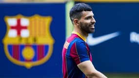Sergio Agüero lors de sa présentation à Barcelone