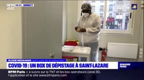 Un box de dépistage salivaire à Saint-Lazare