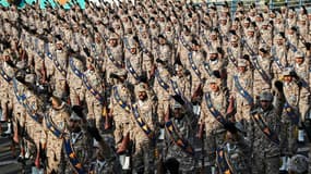 Une photo fournie par la présidence iranienne le 22 septembre 2019 montre des membres des Gardiens de la Révolution, armée d'élite du régime, lors d'un défilé à Téhéran