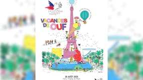L'affiche des "Vacances de ouf" organisée par le Secours populaire français à Paris le 20 août 2025 pour la journée des oubliés des vacances.
