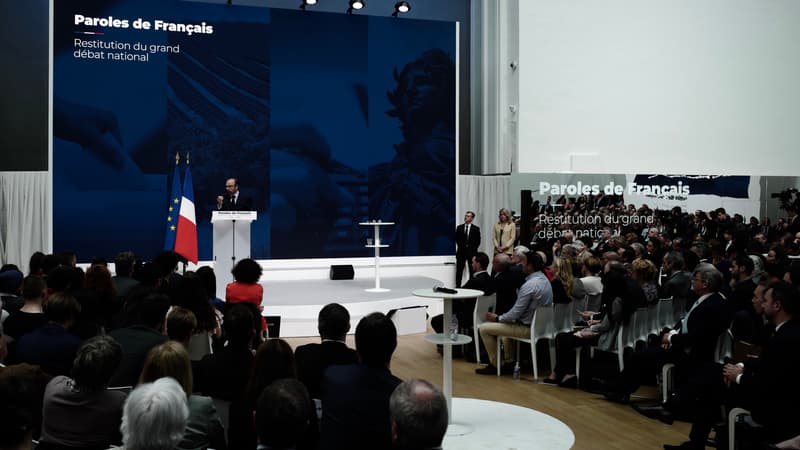 Restitution du grand débat national, à Paris le 8 avril 2019.
