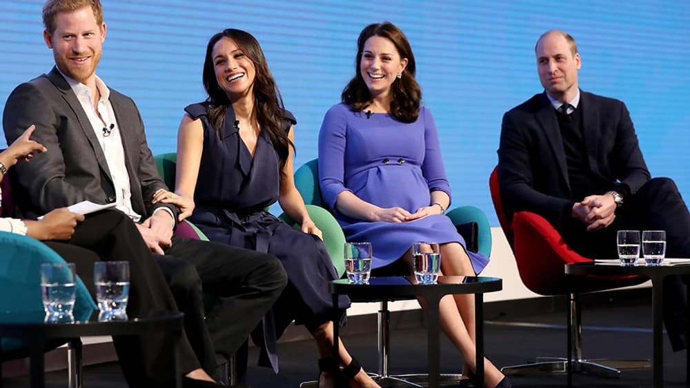 Le prince Harry, Meghan Markle, Kate Middleton et le prince William, le 28 février 2018 Le prince Harry, Meghan Markle, Kate Middleton et le prince William, le 28 février 2018
