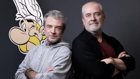Fabcaro et Didier Conrad, le scénariste et le dessinateur du nouvel album d'Astérix en octobre 2023