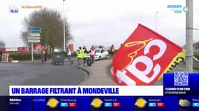 Grève: un barrage filtrant à Mondeville pour sensibiliser les automobilistes à se mobiliser