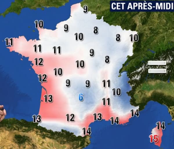 Les températures de ce mercredi 10 janvier dans l'après-midi Les températures de ce mercredi 10 janvier dans l'après-midi