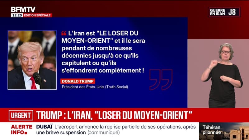 Donald Trump estime que l'Iran est le "loser du Moyen-Orient"