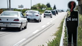 Sur la national 7, entre Gervans et Valence, rappel d'une victime de la route.