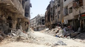 Un quartier de la banlieue de Damas, photographié le 15 août 2014.