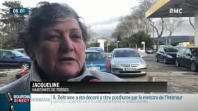 Jacqueline, habitante de Trèbes: "C'est important de rendre hommage à ce gendarme qui a donné sa vie pour sauver quelqu'un"