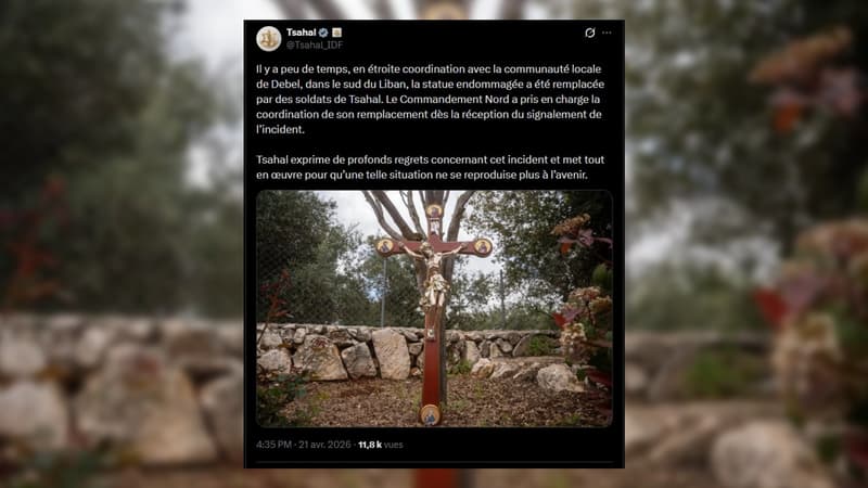Guerre au Moyen-Orient: l'armée israélienne annonce avoir remplacé la statue de Jésus-Christ vandalisée par un de ses soldats au sud du Liban