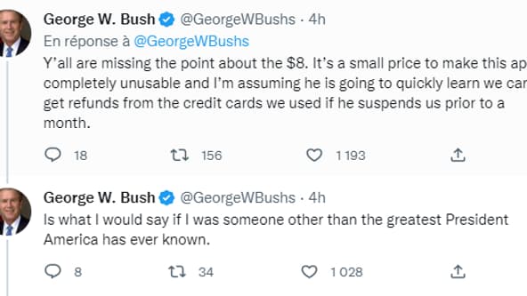 Publications d'un usurpateur de George W. Bush sur Twitter Publications d'un usurpateur de George W. Bush sur Twitter