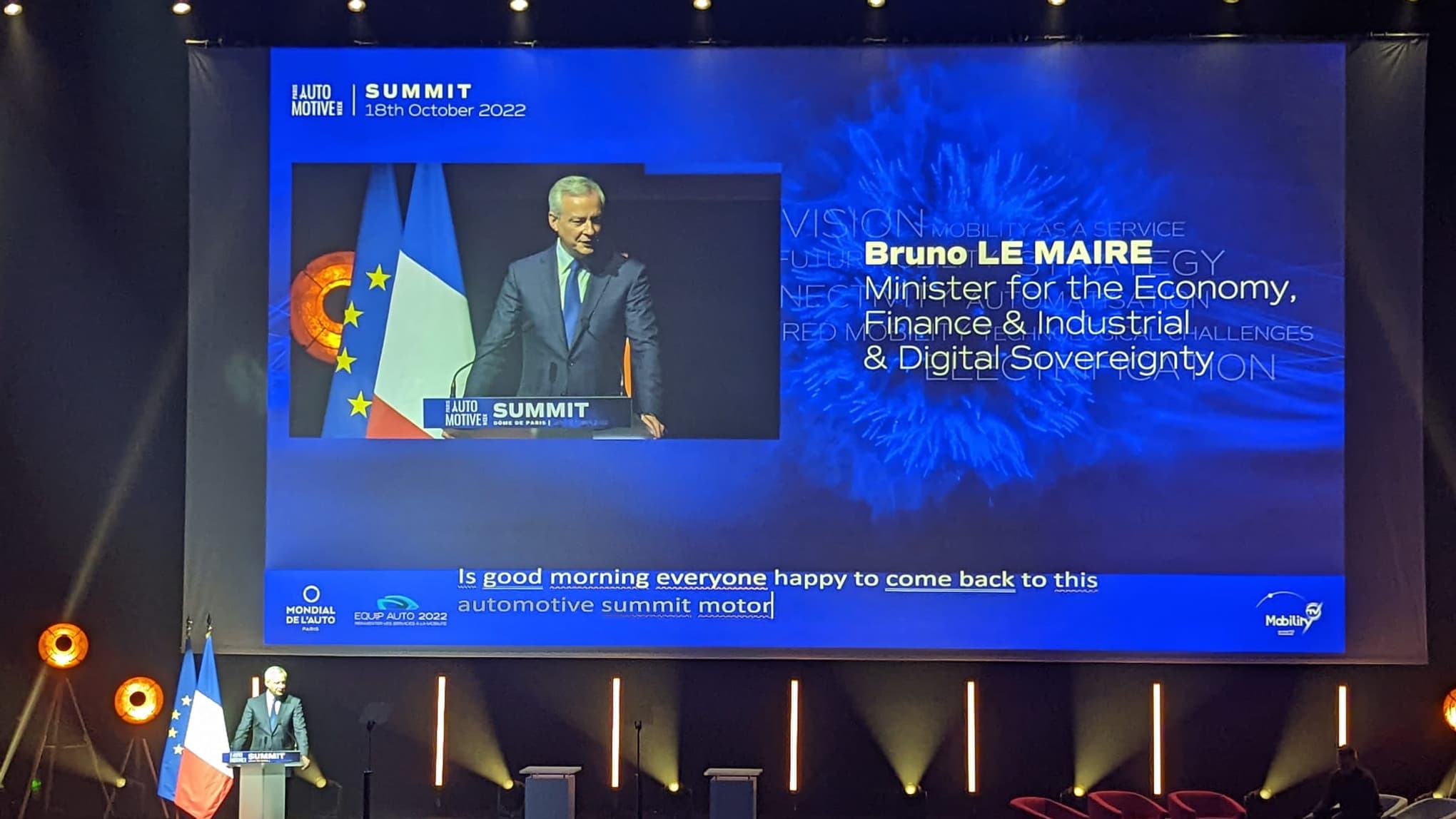 Bruno Le Maire, à l'Automotive Summit.