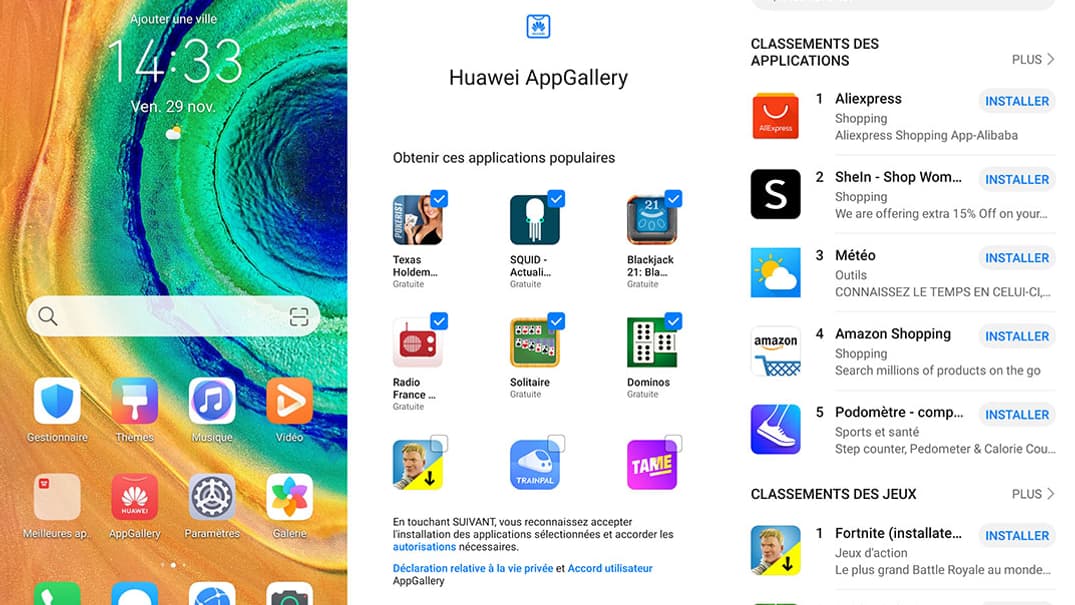 Interface du Huawei Mate 30 Pro