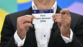 Le PSG lors du tirage au sort des barrages de la Ligue des champions, à Nyon le 31 janvier 2025