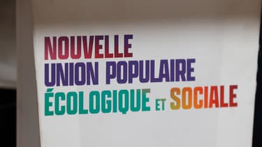 Le logo de la Nupes (Nouvelle union populaire écologique et sociale), le 7 juin 2022 à Paris.