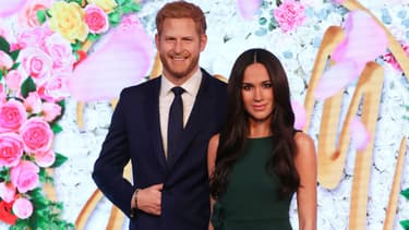 Les statues de cire du prince William et Meghan Markle à Madame Tussauds à Londres, le 9 mai 2018