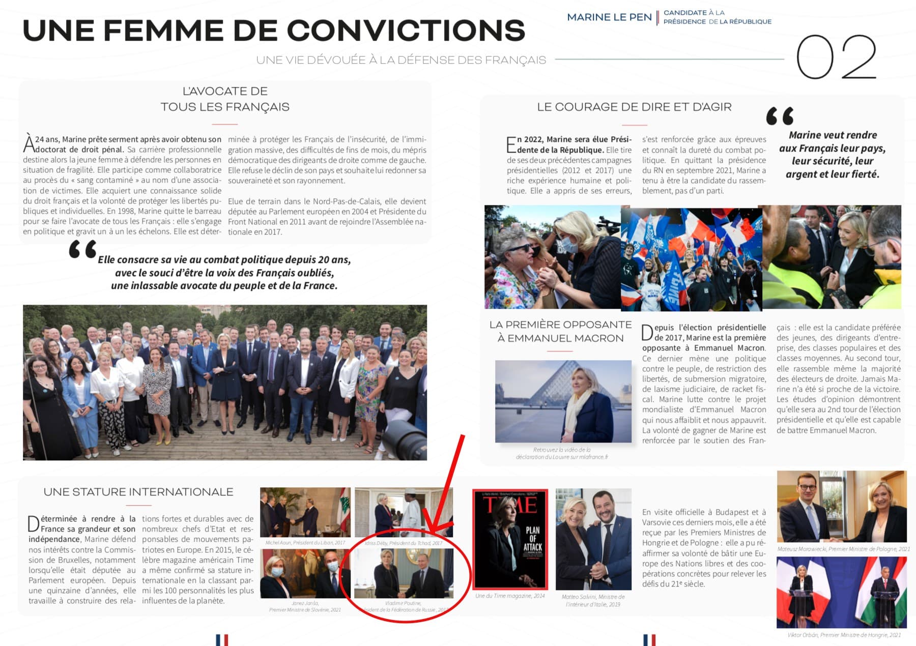 L'équipe de campagne de Marine Le Pen dément la destruction de tracts où  elle pose avec Poutine