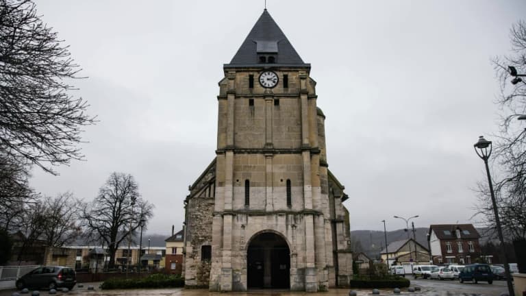 L'église de Saint-Etienne-du-Rouvray, près de Rouen, où a été assassiné le père Hamel en 2016, photographiée le 10 février 2022