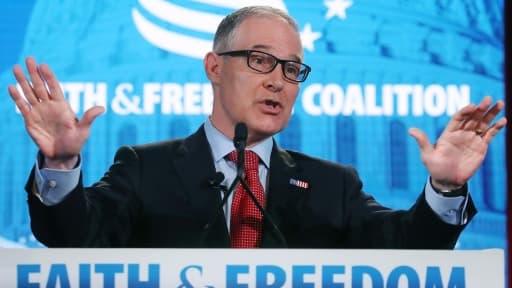 Scott Pruitt, ministre américain de l'Environnement, le 7 juin 2018 à Washington Scott Pruitt, ministre américain de l'Environnement, le 7 juin 2018 à Washington