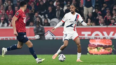 Bradley Barcola lors du match Lille-PSG (1-1, L1), le 5 octobre 2025