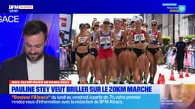 La Savernoise Pauline Stey au départ du 20km de marche des JO de Paris 2024