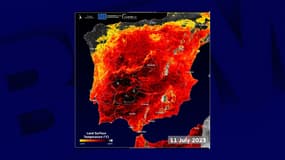 La température du sol en Espagne, le 11 juillet.