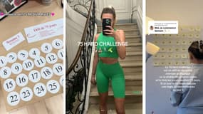Quelques captures d'écran de créateurs de contenus annonçant sur Tiktok qu'ils se lancent dans le "75 hard challenge".
