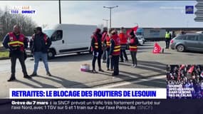 Réforme des retraites: le blocage des routiers à Lesquin