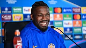 Marcus Thuram en conf de presse avec l'Inter Milan, le 26 mai 2025