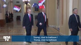 Trump accueilli au Sénat par un opposant qui lui jette des drapeaux russes