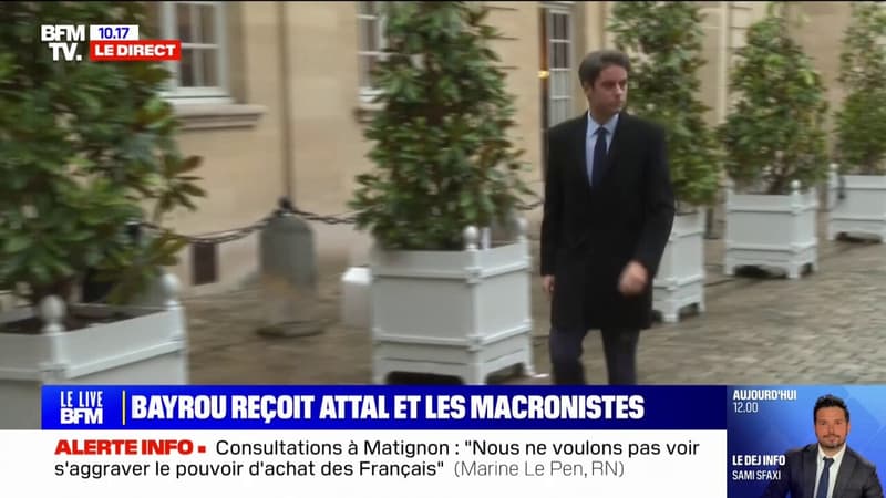 Consultations à Matignon: Gabriel Attal (Renaissance) est arrivé pour rencontrer François Bayrou