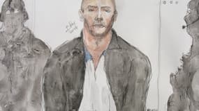 Un croquis représentant de Mehdi Nemmouche, réalisé le 26 juin 2014 au cours d'une audition au tribunal de Versailles.