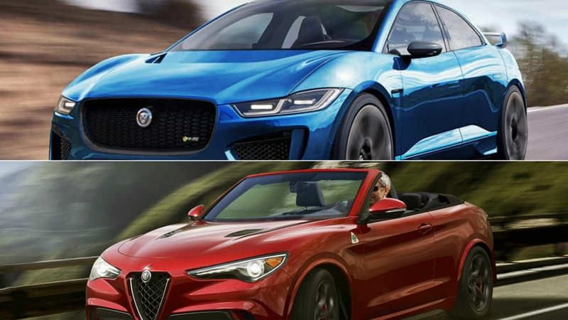 Le designer X-Tomi a imaginé une version très sportive du SUV électrique Jaguar, le I-Pace RS et la version découvrable du crossover Alfa Romeo Stelvio. 