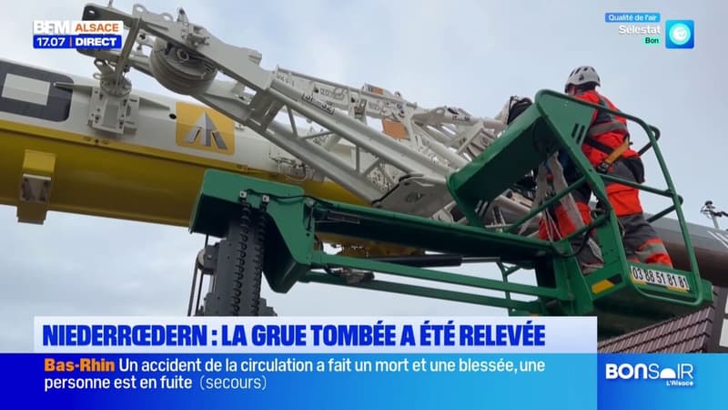 Niederrœdern: la grue tombée le 19 novembre dernier a été relevée