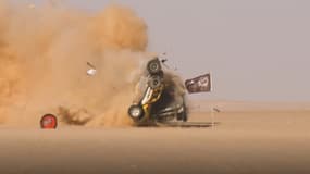 Un crash à l'arrivée d'une spéciale sur l'Africa Eco Race