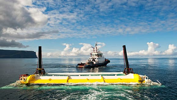 Installation "Aquamarine Oyster 800 Wave devise" à Orkney en Écosse