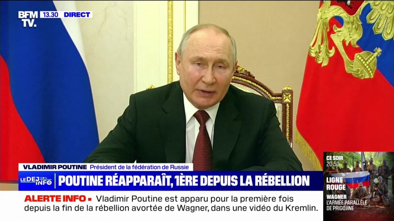 Vladimir Poutine apparaît pour la première fois depuis la rébellion avortée  par Wagner, dans une vidéo du Kremlin