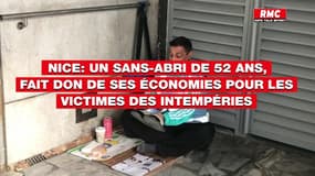 Nice: un sans-abri de 52 ans, fait don de ses économies pour les victimes des intempéries