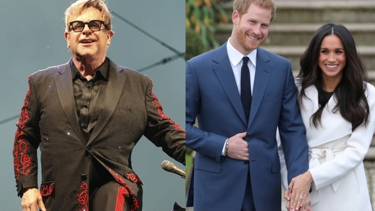 Elton John, le prince Harry et Meghan Markle Elton John, le prince Harry et Meghan Markle