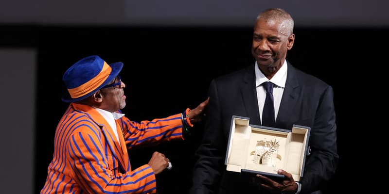 L'acteur Denzel Washington recevant sa Palme d'or d'honneur le 19 mai 2025 au Festival de Cannes