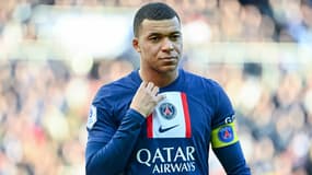 Kylian Mbappé avec le PSG en mars 2023