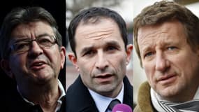 Les candidats à l'élection présidentielle Jean-Luc Mélenchon, Benoît Hamon et Yannick Jadot